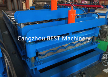 Galvanized Glaze Steel Roof Tile Roll Forming Machine , Roofing Sheet Machine