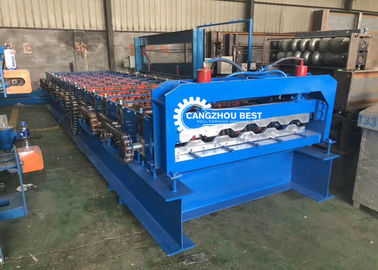 CE Steel Structure Cold Roll Forming Machine For Galvanized Metal 688 Decking Sheet