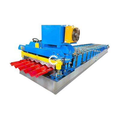 PPGI Color Steel Step Roof Tile Roll Forming Machine 3kw + 4kw