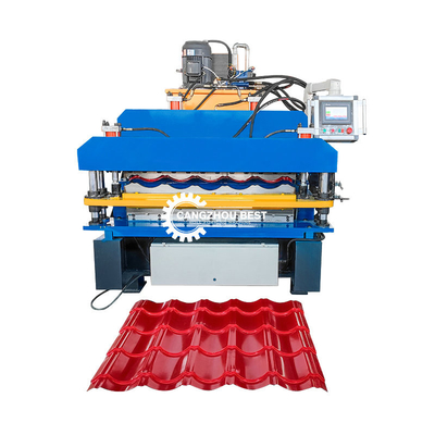 Double Layer Trapezoidal Roof Tile &amp; Zee Tile Cold Roll Forming Machine 4m/Min