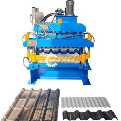 Ibr Roof Sheet&amp;Roof Tile Double Layer Roofing Cold Roll Forming Machine 5.5 KW