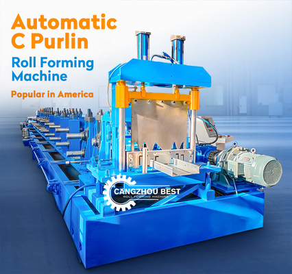 Strong C U Purlin Roll Forming Machine C Steel Frame 4mm