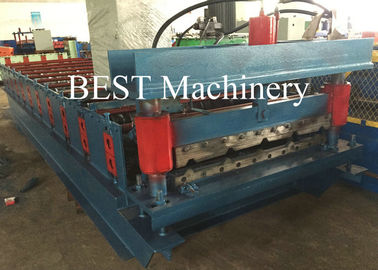 Color PPGI Trapezodial Steel Roof Roll Forming Machine Building , Roofing Roll Formers