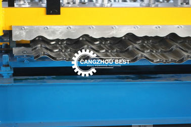 Chain Drive Roof Tile Roll Forming Machine With Hydraulic Pressing Cutting Devices