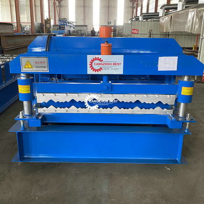 Chain Drive 380v Roof Sheet Roll Forming Machine Steel Deep Rib Brick Tile / Q Tile Cold Making