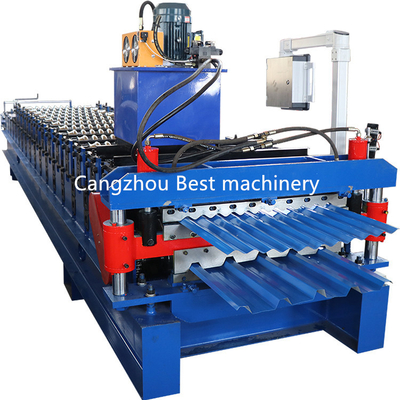 Roof Corrugated Profile Plc Steel Roll Forming Machine Double Layer 12m/Min