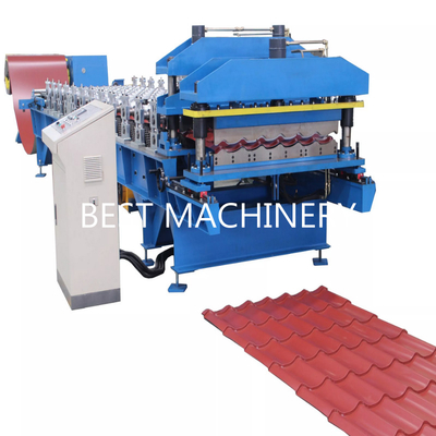 Automatically Hydraulic Cutting Roof Tile Roll Former Color Steel PLC