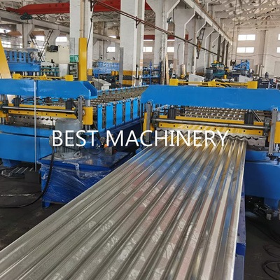 Plc Control Corrugated Metal Roofing Machine Hydraulic Cutting Chain Driven