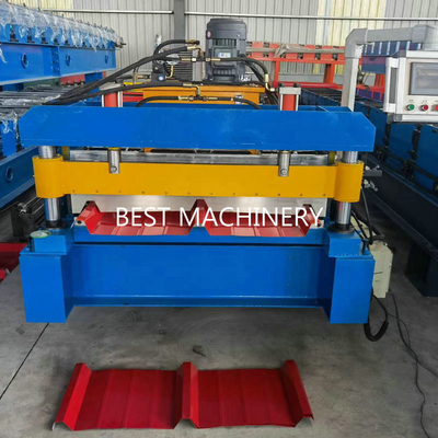 Plc Galvanized Steel Sheet Roll Forming Machine Trapezoidal Profile