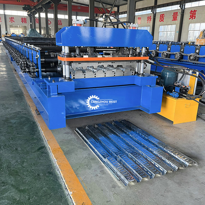 Steel Decking Floor Sheet Panel Roll Forming Machine With Press Logo