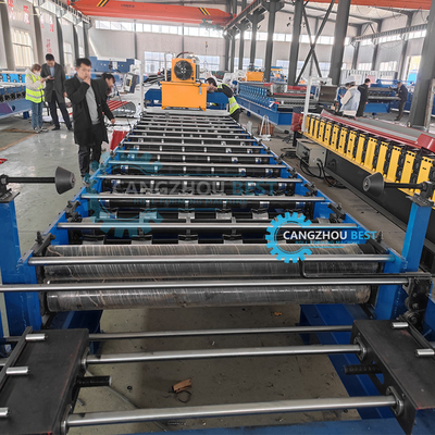 Color Steel Profile Trapezoidal Roof Sheet Roll Forming Machine With Crimping