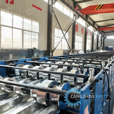 Galvanized Flying Cutter Non Stop 20m/min Decking Floor Steel Sheet Roll Forming Machine