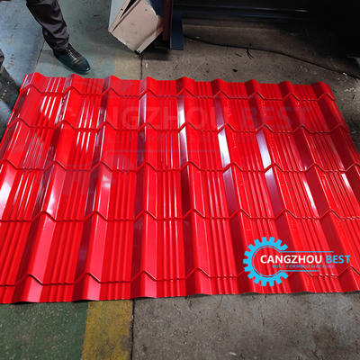 Color Trapezoidal IBR Steel Roof Roll Forming Machine Hydraulic Cutting Device