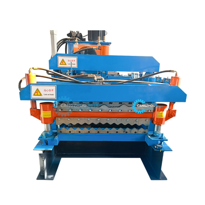 Color Trapezoidal IBR Steel Roof Roll Forming Machine Hydraulic Cutting Device