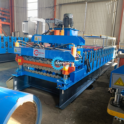 Color Trapezoidal IBR Steel Roof Roll Forming Machine Hydraulic Cutting Device