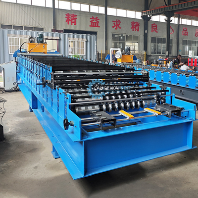 Hydraulic Cutting 5.5kw Galvanized Steel Double Layer Roofing Panel Profile Roll Forming Machine