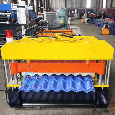 Brazil Material Thickness 0.3-0.8mm Roll Forming Machine Metal Steel Roof Tile Making Hydraulic Cutting