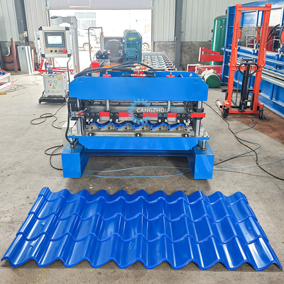 Mexico Popular Design Roofing Tile Roll Forming Machine Hydraulic Guide Pillar 3D Cutter Spanish