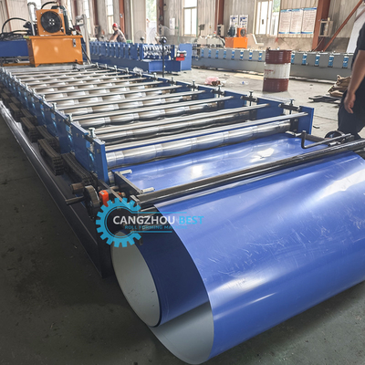 Color Steel PLC Control Hydraulic Pressing&amp; Cutting Zee Roof Tile Roll Forming Machine