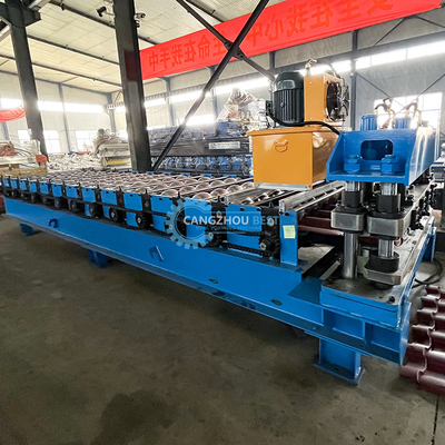 PLC Control Color Profile Roof Tile Roll Forming Machine Russia Gear Box Transmission