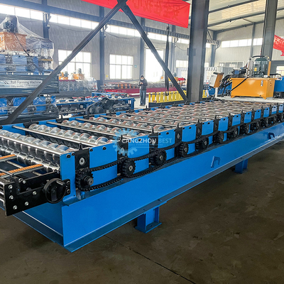 PLC Control Color Profile Roof Tile Roll Forming Machine Russia Gear Box Transmission
