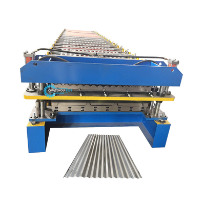 Steel Tile Delta PLC Control Double Layer Roll Forming Machine For 0.25-0.6mm Material Thickness