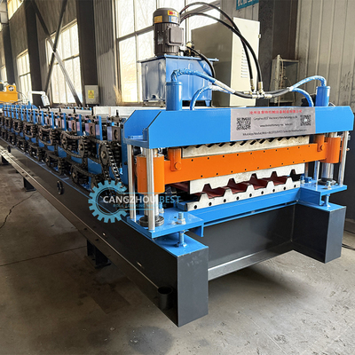 Corrugated Trapezodial Double Layer Steel Profile Making Roll Forming Machine