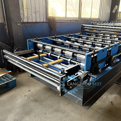Corrugated Trapezodial Double Layer Steel Profile Making Roll Forming Machine