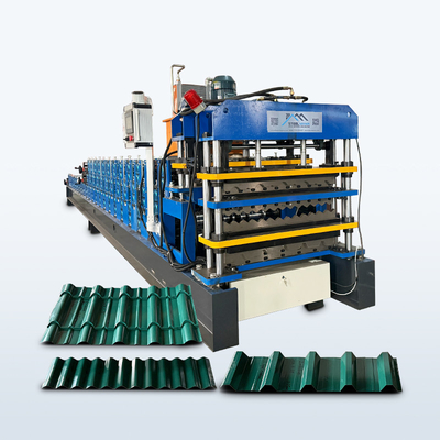 0.25-0.6mm Thickness Three Layer Roll Forming Machine 5.5Kw Main Motor Power