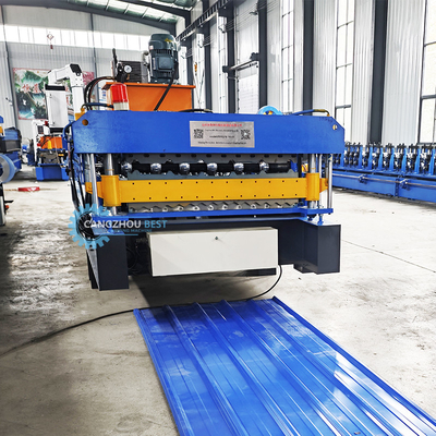 0.6mm Roof Sheet Roll Forming Machine By Delta PLC For Big Projects