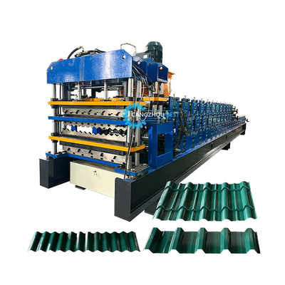 Three Layer 836 Corrugated Q Tile Trapezodial High Rib Triple Designs Roof Sheet Roll Forming Machine