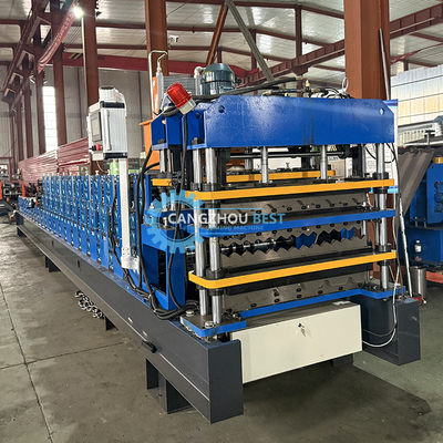 Three Layer 836 Corrugated Q Tile Trapezodial High Rib Triple Designs Roof Sheet Roll Forming Machine