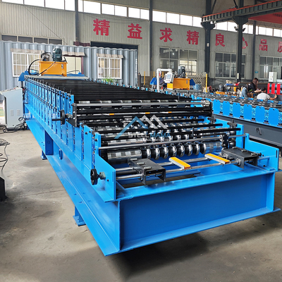 PPGI Raw Material Double Layer Roll Forming Machine With 3Kw Main Motor Power Delta Inverter