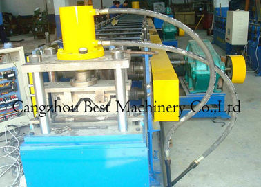 Chain Driven 2 Waves W Beam Highway Guardrail Roll Forming Machine 8-12m/Min Capacity