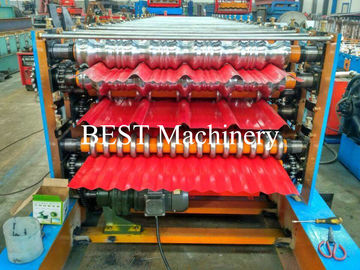 Automatic Steel Roof Roll Forming Machine Three Layer 1200mm Max Coil Width