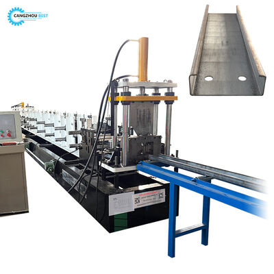 PLC Control Auto Change Size 80-300mm C Purlin Roll Forming Machine 