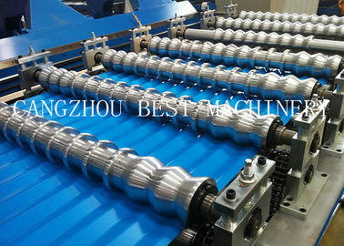 Corrugated Roofing Sheet Roll Forming Machine 6kw Power 1200mm Feeding Width