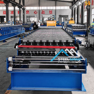 Double-layer corrugated and glazed tile forming machine