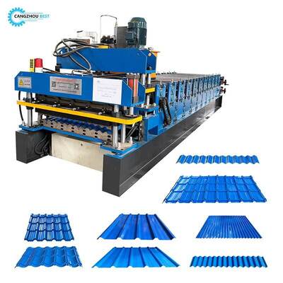 Double-layer roll forming machine for trapezoidal and corrugated sheets