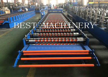 Roofing Sheet Roll Forming Machine , 6kw Power Metal Sheet Forming Machine