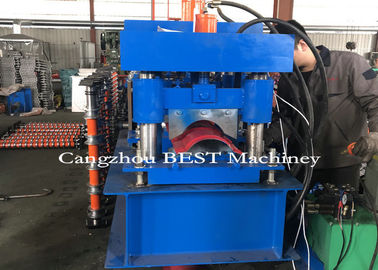 Automatic Roof Ridge Cap Roll Forming Machine , Roll Forming Equipment PLC Control