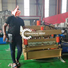 Color Steel Q Roof Tile Roll Forming Machine , Iron Sheet Making Machine