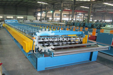 Trapezoid Profile Steel Floor Deck Roll Forming Machine With Two 11KW Driving Motors