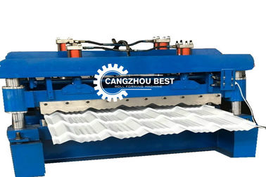 Chain Drive Roof Tile Roll Forming Machine With Hydraulic Pressing Cutting Devices