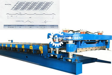 Chain Drive Roof Tile Roll Forming Machine With Hydraulic Pressing Cutting Devices