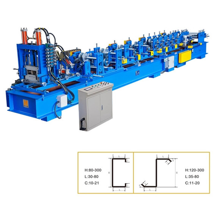 C 6m/Min Z Purlin Roll Forming Machine , Steel Channel Quick Change Cold Forming Machine